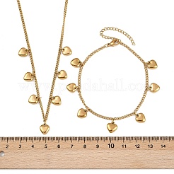 Комплекты ожерелий и браслетов из нержавеющей стали 304 в форме сердца для женщин SJEW-F225-02G