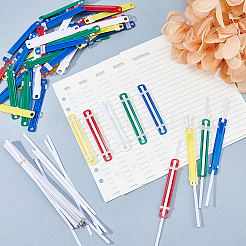 プラスチック製150穴書類用留め具2個  製本バインダーファイルクリップ  アルミストリップ付き  ミックスカラー  89x14x2.5mm  穴：5mm&nbsp;DIY-FH0010-71
