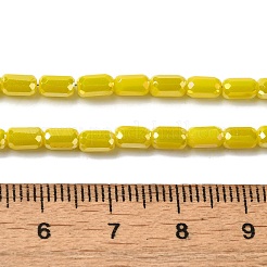 電気メッキガラスビーズセット  多面カット  ABカラー  コラム  きいろ  3x5mm  穴：1mm  約79個/連  16.5インチ（42cm）&nbsp;EGLA-D031-01-24