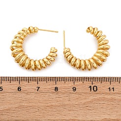 Латунные спиральные серьги-гвоздики в форме буквы С EJEW-R025-33G