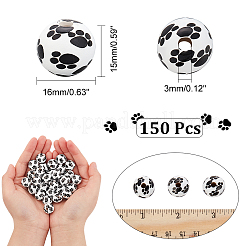 Печатные бусы из натурального дерева&nbsp;WOOD-CA0001-56