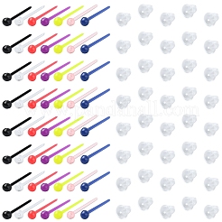 7 цвет пластиковых крошечных серег-гвоздиков с шариками EJEW-YW0001-10