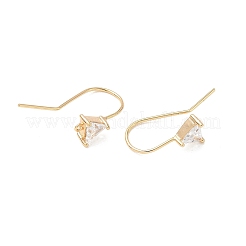 Треугольные серьги-крючки с микропаве из прозрачного кубического циркония из латуни KK-L254-11G