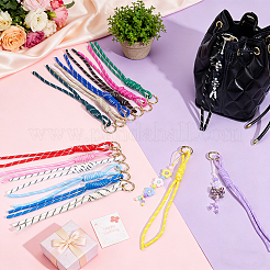 ポリエステルペンダントデコレーション15個（15色）  バッグの飾りに  15本合金スプリングゲートリング付き  ミックスカラー  235x13x13mm  1pc /カラー&nbsp;FIND-NB0007-37