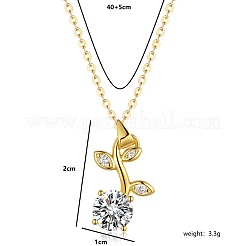 Элегантное серебряное ожерелье с позолоченным листом виноградной лозы и цирконием для женщин EQ4890