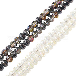 2 brin 2 styles de perles en verre transparent électrolytique&nbsp;EGLA-TA0013-68