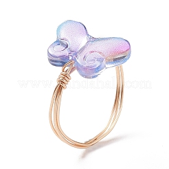 Стеклянные кольца на палец с бабочками из бисера RJEW-JR00537