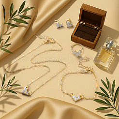 2 цветной комплект из ожерелий с подвесками в форме сердца из сплава со стразами SJEW-HY0001-07