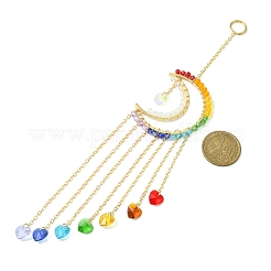 Стеклянные подвески в форме сердца и луны HJEW-JM01145