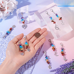 Подвески с подвесками из драгоценных камней чакра HJEW-TAC0029