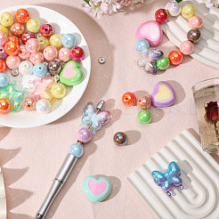 Kit di perline distanziatrici in acrilico e ottone con strass a forma di cuore e farfalla&nbsp;DIY-CA0008-06