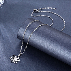 Halsketten mit Anhänger in Form eines Atomsymbols aus Edelstahl 304 für Damen&nbsp;WG2CB86-01
