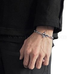 Eleganti bracciali in acciaio inossidabile con maglie e ciondoli a forma di croce scura&nbsp;PW-WGB6681-01