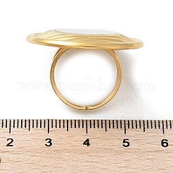 Плоские круглые кольца из нержавеющей стали 304 с белыми ракушками для женщин RJEW-G346-05G-02