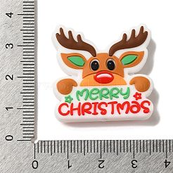クリスマスシリーズ シリコンビーズ  カラフル  鹿  29.5x30x8mm  穴：2mm&nbsp;SIL-S006-01E