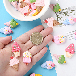 30шт 5 стиля непрозрачные подвески из смолы&nbsp;RESI-CJ0003-04