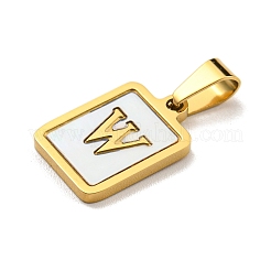 Colgantes de concha blanca natural con pavé de acero inoxidable 304 y revestimiento al vacío de PVD&nbsp;STAS-S130-03G-W