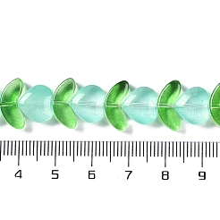 透明ガラスビーズ連売り  リーフ＆ハート  淡いターコイズ  7.5~9.5x10.5~14x4~5mm  穴：1mm  約54個/連  14.96~15.24''（38~38.7センチメートル）&nbsp;GLAA-B021-04B