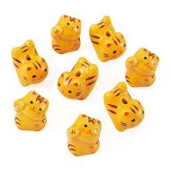 8個 2種類の手作り磁器ビーズ  猫の形  印刷  ミックスカラー  20~21mm  穴：3mm  4個/スタイル&nbsp;PORC-TA0001-82