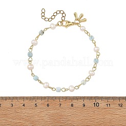 Bracelets en perles naturelles et larimar cubiques pour femmes&nbsp;BJEW-JB14246