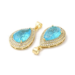 Настоящие 16к позолоченные латунные подвески с микропаве и кубическим цирконием ZIRC-L103-062G-03