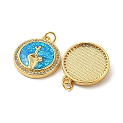 Латунь микропаве циркония с подвесками из синтетического опала&nbsp;KK-D096-05A-02