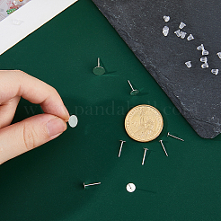 925 плоская круглая фурнитура для сережек-гвоздиков из стерлингового серебра&nbsp;STER-DC0001-92