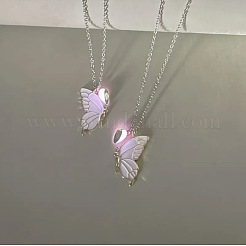 2 pz collana di amicizia con ciondolo a farfalla luminoso magnetico in lega smaltata&nbsp;FS-WG3F676-01