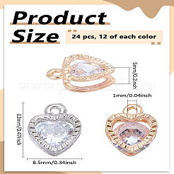 24 шт. 2-х цветные подвески в форме сердца из сплава&nbsp;ZIRC-LP0001-02