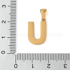 PVD真空メッキ304ステンレスペンダント  ゴールドカラー  レターチャーム  U字  17x11.5x1.5mm  穴：5x3mm&nbsp;STAS-Z072-01G-U