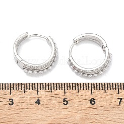 Двухслойные латунные серьги-кольца с микропаве из прозрачных кубических цирконий.&nbsp;EJEW-C181-03P