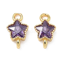 Латунные подвески-звездочки с инкрустацией из кубического циркония&nbsp;KK-P348-08G