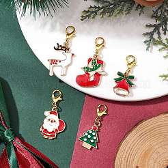 5 pendentif décoratif en alliage émaillé de Noël&nbsp;HJEW-JM02374
