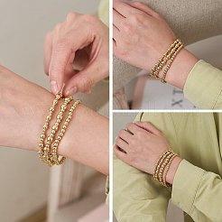 5шт круглые латунные браслеты из бисера для женщин BJEW-SW00151