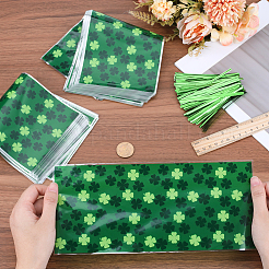 Пластиковые пакеты для упаковки печенья с прямоугольным клеверным принтом&nbsp;ABAG-WH0038-35A