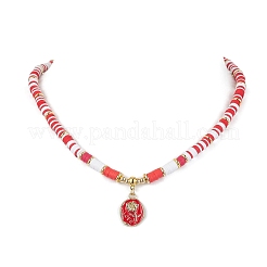 Collier pendentif fleur en alliage émaillé&nbsp;NJEW-JN04537-02