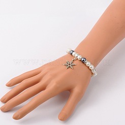 Verre à la mode des bracelets de breloque perle stretch&nbsp;BJEW-JB01697