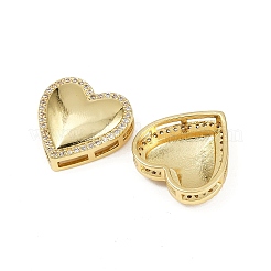 Подвески-слайды из латуни с микропаве из прозрачного кубического циркония в форме сердца KK-S526-29G