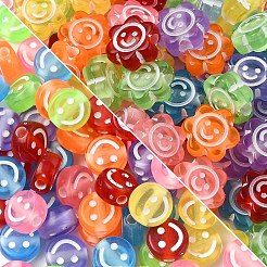100 perles acryliques transparentes avec visage souriant&nbsp;MACR-YW0003-47A