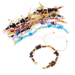 10 Stück 10 Stile natürliche & synthetische gemischte Steinsplitter & Glasperlen geflochtene Armbandherstellung&nbsp;AJEW-TA00055