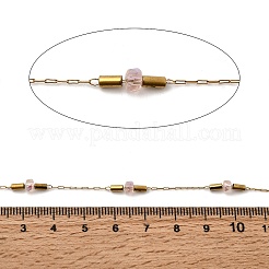 Цепочки ручной работы из нержавеющей стали 304 с гранеными стеклянными бусинами-ронделями.&nbsp;CHS-K020-19G