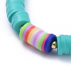 Bracciali elasticizzati fatti a mano in perle di argilla polimerica&nbsp;BJEW-JB05088-05