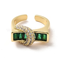 Прямоугольный кубический цирконий с открытым манжетным кольцом в виде луны&nbsp;RJEW-C041-06G-03