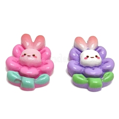 オペーク樹脂カボション  ウサギ＆ニンジン  ミックスカラー  23x25x8mm&nbsp;PW-WG0D0D4-01