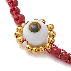 Lampwork fait à la main mauvais œil et perles de rocaille en verre bracelets de perles tressés&nbsp;BJEW-MZ00090-03