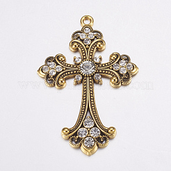 Сплав крест горный хрусталь большие кулоны&nbsp;ALRI-1475-AG-RS