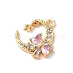 Подвески из латуни с розовыми и прозрачными кубическими цирконами KK-P340-54G
