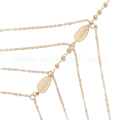 Браслеты на ногу из нержавеющей стали Leaf 304 с многослойными звеньями из цепочки для женщин&nbsp;AJEW-AN00666