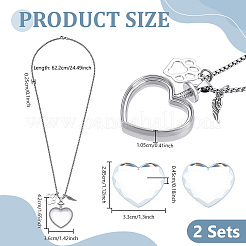 2 collier chaîne en acier inoxydable&nbsp;NJEW-DR00045