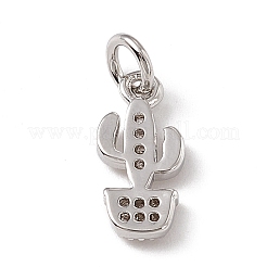 Подвески из латуни с микро-паве из прозрачного кубического циркония кактуса&nbsp;ZIRC-F132-67P